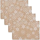 Now Designs Burlap Placemats, Set of Four, Snowflake Design