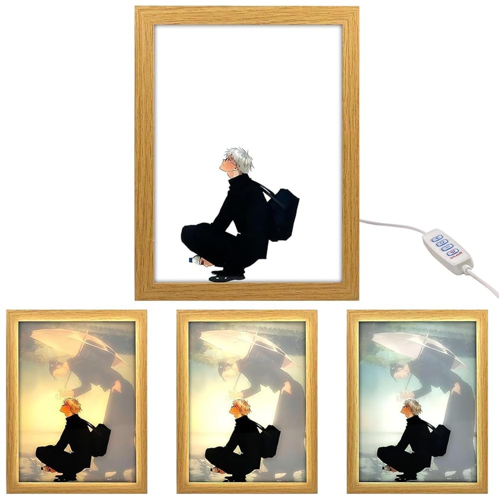 MeYuxg Luminous Photo Frame, Creative Light Painting, Adjustable Brightness Photo Frame, Decorative Photo Frame, Three Color Light Picture Frame Suitable for Bedrooms, Living Rooms, Cafes, A