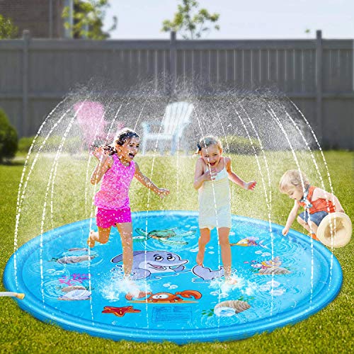 Pipigo Splash Pad Sprinkle & Splash Water Play Mat 68 Inch for Kids Toddlers Outdoor Water Play Sprinker Mat Inflatable Water Toys Outdoor Party Wading Pool Summer Swimming Toys