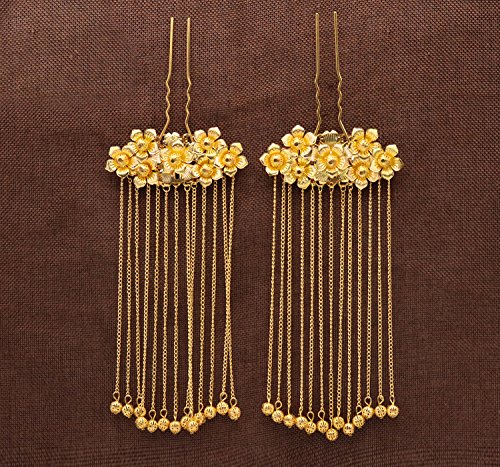 TKHNE Chinese bride tassel step shake Coronet gold ball ornaments Xiu He wedding cheongsam dress costume accessories hairpin headdress