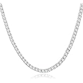 Kose 4 Prong Tennis Necklace for Women and Men- 18k white/yellow gold plated chains and 5A 3.0mm Round Cubic Zirconia Cut Faux Diamond Tennis Chain| Festival gifts |Size 16/18/20inch