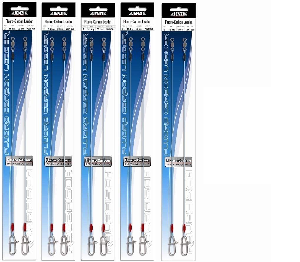 Jenzi Fluoro Carbon Leaders, Length 30 cm (Load Capacity 6.5 - 20 kg) by Jenzi + Free Petri Heil Sticker (15 kg)