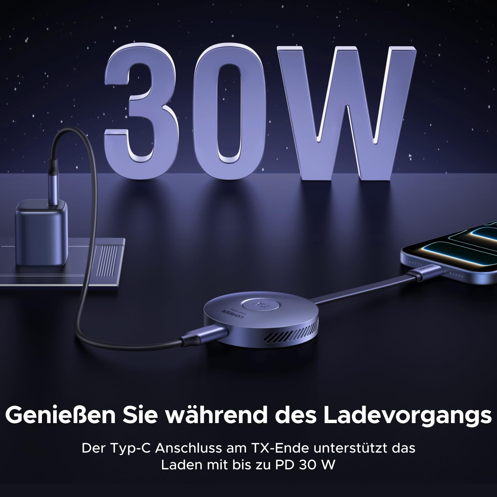 UGREEN kabelloser USB C Sender und HDMI Empfänger Magnetischer Sender Typ C auf HDMI 1080P@60Hz 5G Übertragung für Kompatibel mit Smartphone/PC/MacBook/Kamera/Laptop/Tablet/Fernseher/Monitor (50 m) 6