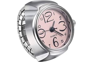 Ibohevo Women Finger Watch Rings: Unisex Vintage Waterproof Men Finger Ring Clock Set Analog Arabic Numerals Dial Novelty Quartz Watches with Elastic Band