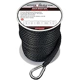 Extreme Max 3006.3468 BoatTector Solid Braid MFP Anchor Line with Thimble - 1/2" x 100', Black