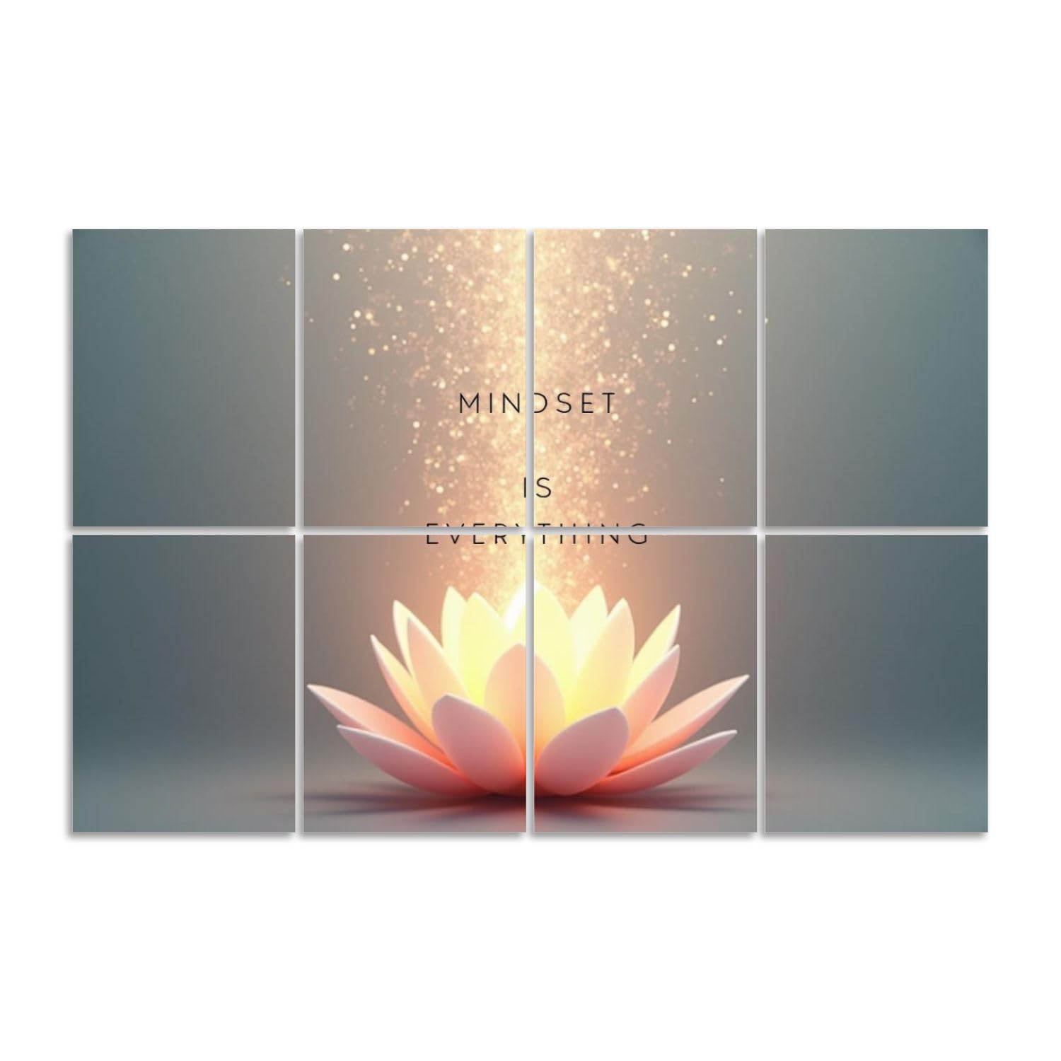 Photo 1 of 8 Pack Art Acoustic Panels Sound Absorbing Lotus Flower Zen Spiritual Glowing Particles Inspirational Quote Decorative Soundproof Wall Panels Self Adhesive for Recording Studios Office 48"x32"