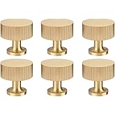 RZDEAL 6pcs Solid Brass Cabinet Knobs Pulls Cabinet Drawer Dresser Gold Knobs Modern Handles (1"x1"/25mmx25mm),Brushed Brass 