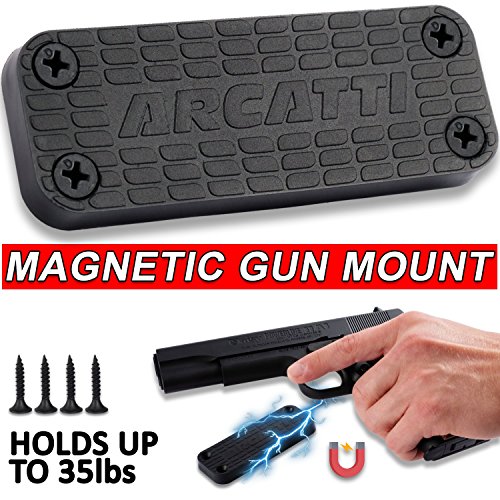 Gun Magnet for Home or Vehicle - Military Grade Magnetic Firearm Mount Holder with 35lbs Rating - For Handgun, Pistol, Rifle, Shotgun, Revolver, or Magazine - Mount Your Gun Anywhere With A Magnet