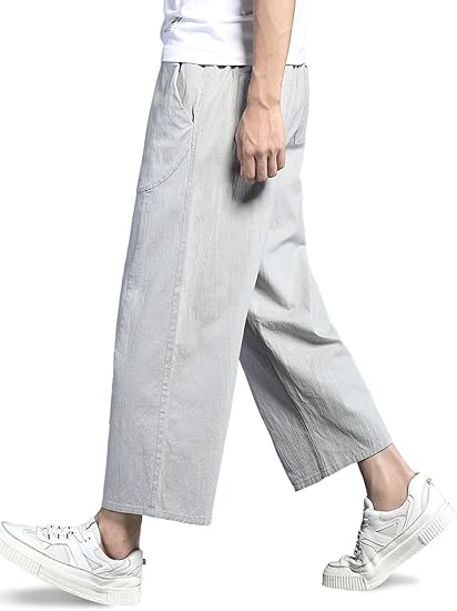 Amazon Co Jp Nubily サルエルパンツ メンズ 9分丈 ワイドパンツリ 夏 大きいサイズ 袴パンツ チノパン メンズ麻 ボトムス イージーパンツ 涼しい ガウチョパンツ ストレッチパンツ ゆったり 無地 カジュアル 服 ファッション小物
