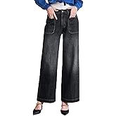 UPNET Women's high Waisted Loose Stretchy Jeans Wide Leg Tummy Control Straight Leg Denim Pants 2025 Trendy Jeans for Women