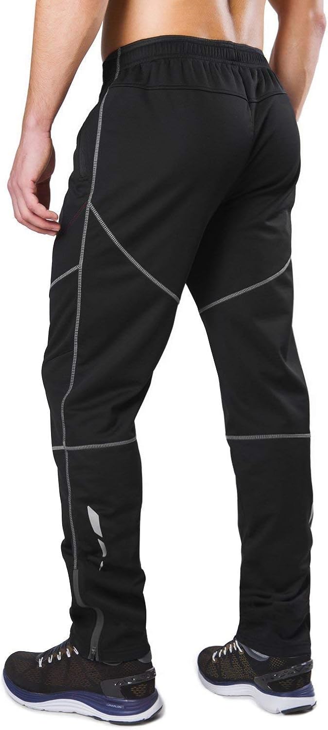 BALEAF Men's Biking Pants Thermal Fleece Winter Cycling Running Windproof Workout Mountain Bike with Pockets : Clothing
