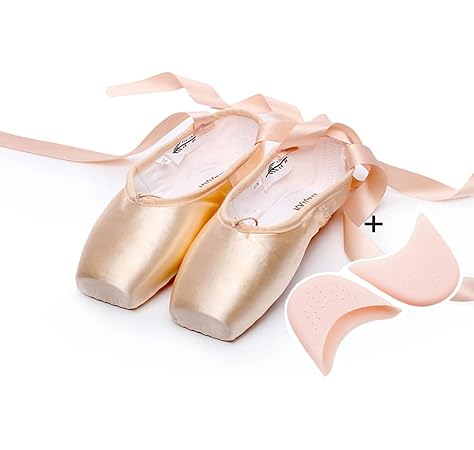 pink satin ballet shoes with ribbons