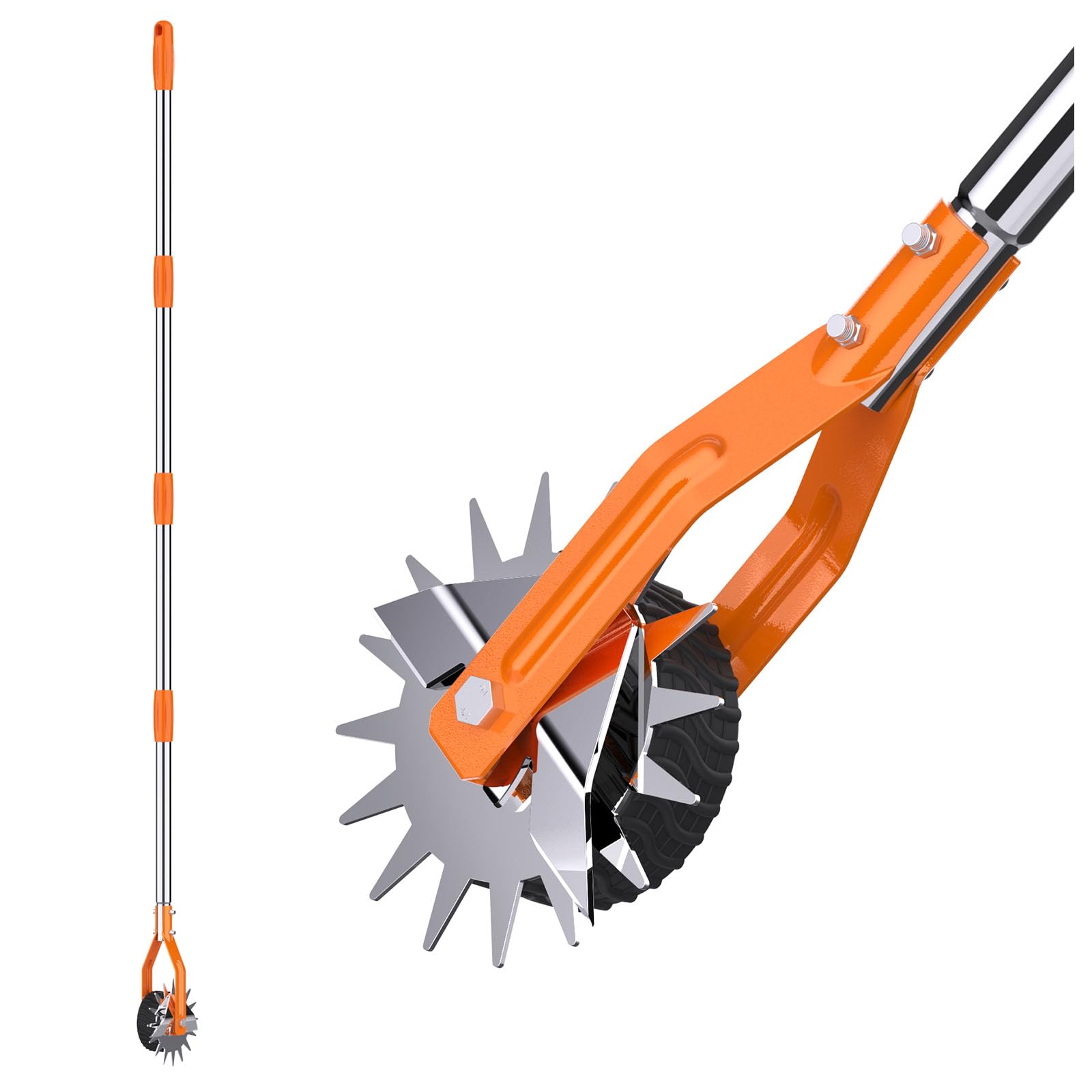Photo 1 of Wheel Rotary Edger Lawn Tool, Sidewalk 66.7Inch Manual Lawn Edger, Grass Edge Trimmer, Adjustable Stainless Steel Handle with Cushion Grip,Soil,Garden and Yard Tool,Orange