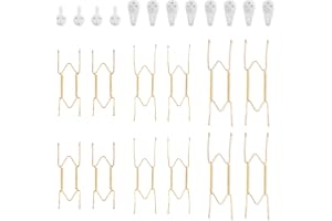 Bilillo 12-Piece Stainless Steel Wall Plate Hangers, 6/8/10Inch Invisible Decorative Wire Plate Holders, Gold