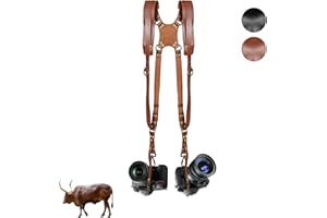 Kasla Camera Strap, Camera Straps for Photographers-Leather Dual Camera Strap for Two DSLR/SLR Cameras
