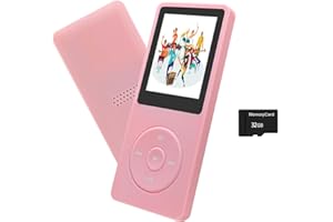 ARUNGO MP3 Player 32GB with Speaker Earphones Portable Music Player for Kids Support FM Radio Voice Recorder E-Book Support up to 128GB Pink
