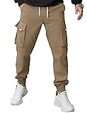 COOFANDY Cargo Joggers for Men Elastic Waist Cargo