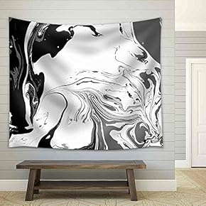 Abstract Background. Ink. Paint. Marble Style. Black and White Liquid in Water. - Fabric Wall Tapestry Home Decor - 51x60 inches