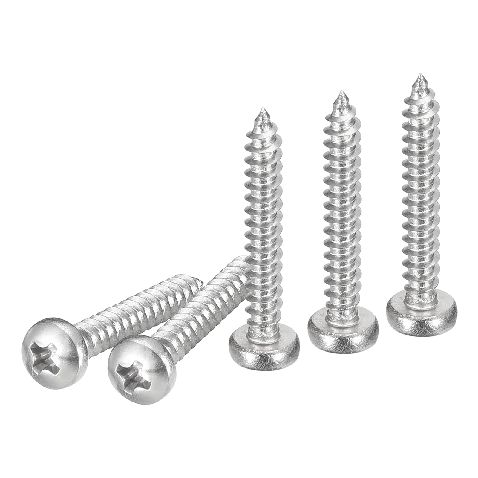 DTGN #4x3/4" Phillips Pan Head Self-tapping Screw - 100Pack - Bright Finish 304 Stainless Steel Sheet Metal Screws Wood Screws — image 1