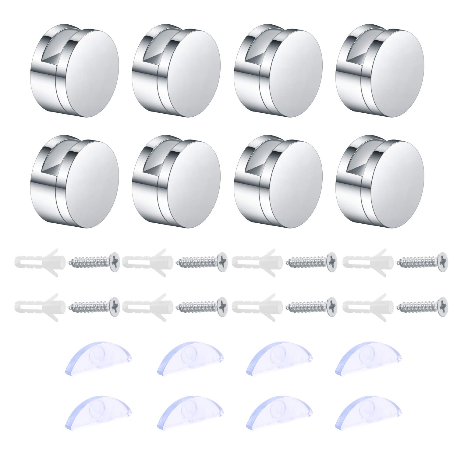8 Pcs Zinc Alloy Mirror Glass Mounting Holder Clips for Bathroom Walls - Fixed Fitting for 3-5mm Thick Mirror