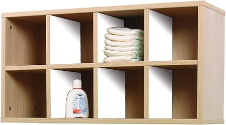Mobeduc 600703h23 Meuble Casier Avec 8 Cases Bois Couleur Hetre Et Blanc 80 X 28 X 42 Cm Amazon Fr Cuisine Maison