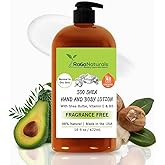 RaGaNaturals Natural Unscented Body Lotion for Dry, Sensitive Skin with Shea Butter, Avocado Oil & Vitamin E - Moisturizing, Fragrance Free Hand Lotion With Organic Essence -For Women, Men, Kids-16 Oz