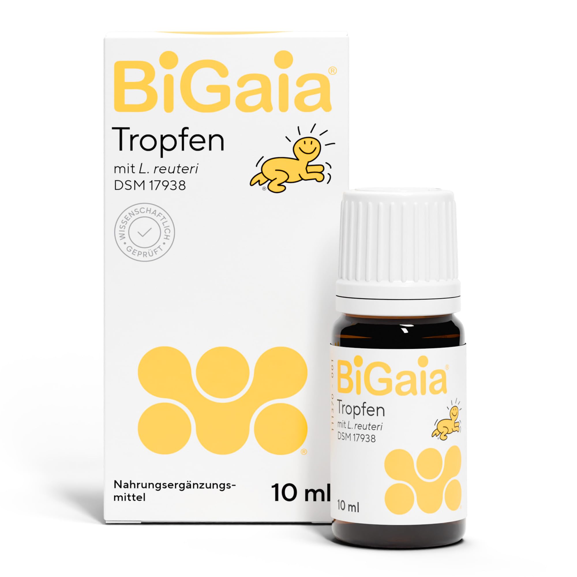 BiGaia Drops 10 ml, with The Natural lactic Acid Bacterium L. reuteri to Support The intestinal Flora, Safe use for Infants from Birth