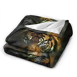 WAZHIJIA Tiger Fleece Throw Blanket, Fuzzy Warm
