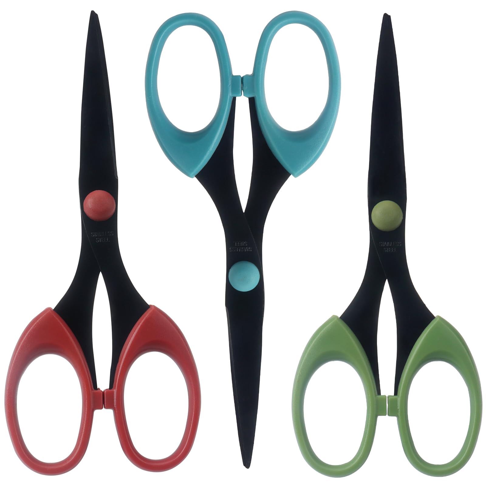 Roellgs 3 Pack Scissors Ultra Sharp Titanium Coated Blades Soft Comfort Grip Multi-Purpose Scissors
