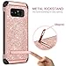 Galaxy Note 8 Case, BENTOBEN Bling Glitter Samsung Note 8 Case 2 in 1 Slim Hybrid TPU Bumper Hard PC Cover Coat Sparkly Shiny Cute Faux Leather with Metal Kickstand for Samsung Galaxy Note8 Rose Gold