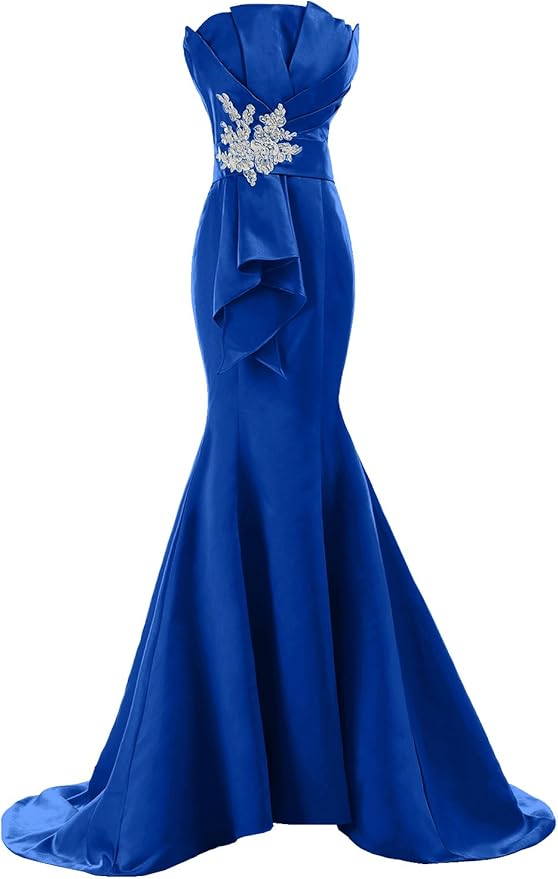 SUNVARY Retro Mermaid Long Strapless Evening Formal Dress Satin30W