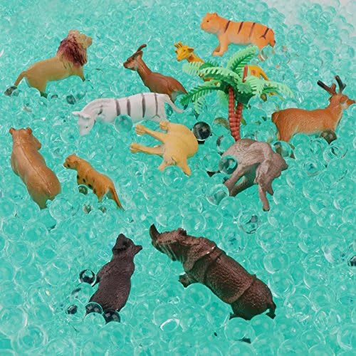 LEOKON Animals Figure12 Piece Mini Forest Animals + 15000 pcs Water Beads (Scene use) Toys Set ¡­