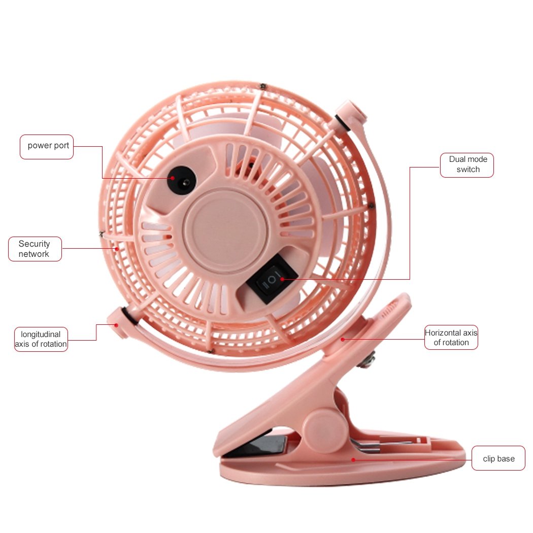 Mini Clip Fan , HANGRUI Mute personal fan with USB for Home Office Baby Stroller Laptop Study Table Gym Camping Tent , 360° rotation