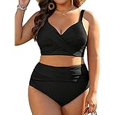 Women's Plus Size High Waisted Bikini - Two Piece Swimsuit Tummy Control Bathing Suit 2025 Twist Swimwear