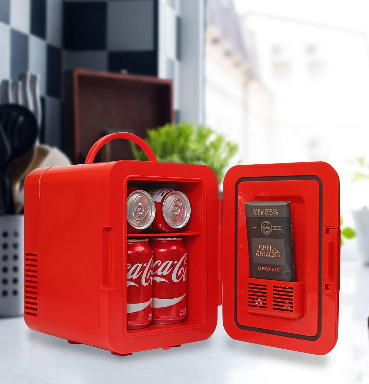 Coca Cola Mini Fridge (Classic) 4 Liter/6 Can Portable Fridge/Mini Cooler for Food, Beverages, Skincare -Use at Home, Office, Dorm, Car, Boat-AC & DC Plugs Included, Red: Amazon.co.uk: Large Appliances
