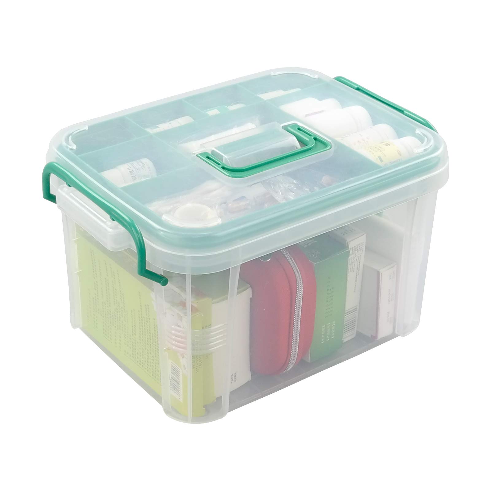 Callyne Set of 1 Clear Storage Box Container, Family First Aid Box Medicine Box Organizer