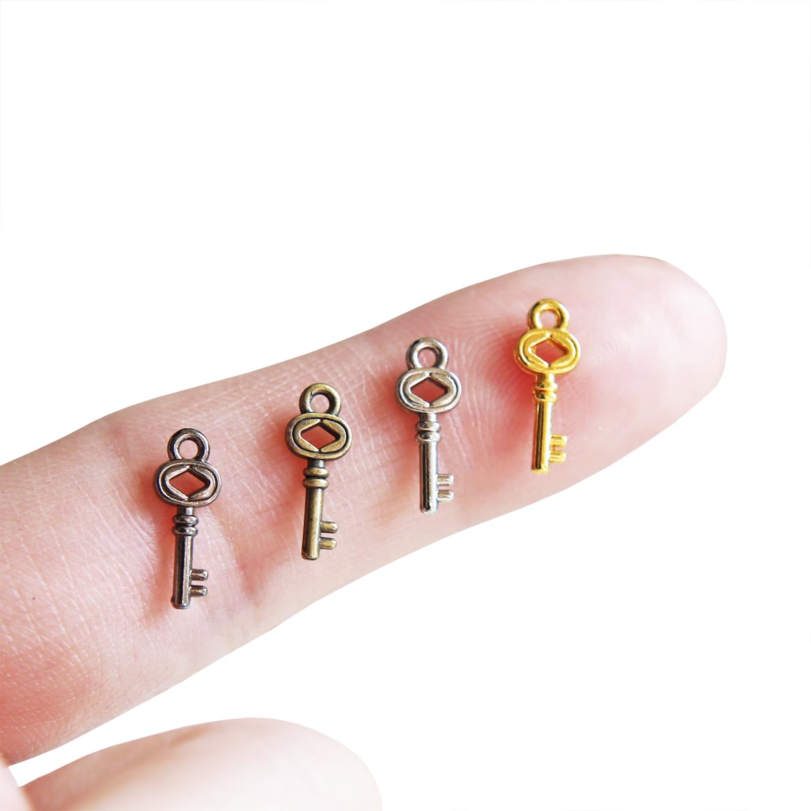 Photo 1 of ****ALL SILVER**** 4.6×12mm Super Tiny Metal Key Pendant, Mini Doll Key Charm, Doll Handbags Key Decorate, in 4 Colors, Doll Bag Hardware, Mini Craft Supply (5 PCS)