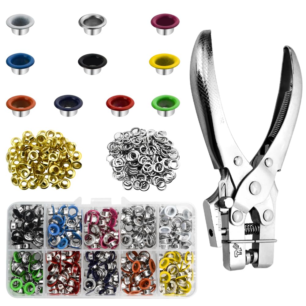 TOVOT 400 Sets Grommets Kit 5MM Grommets Colored Eyelets with 1 Setting Tool for Canvas Shoes Clothes Leather Crafts (Multi-Color)