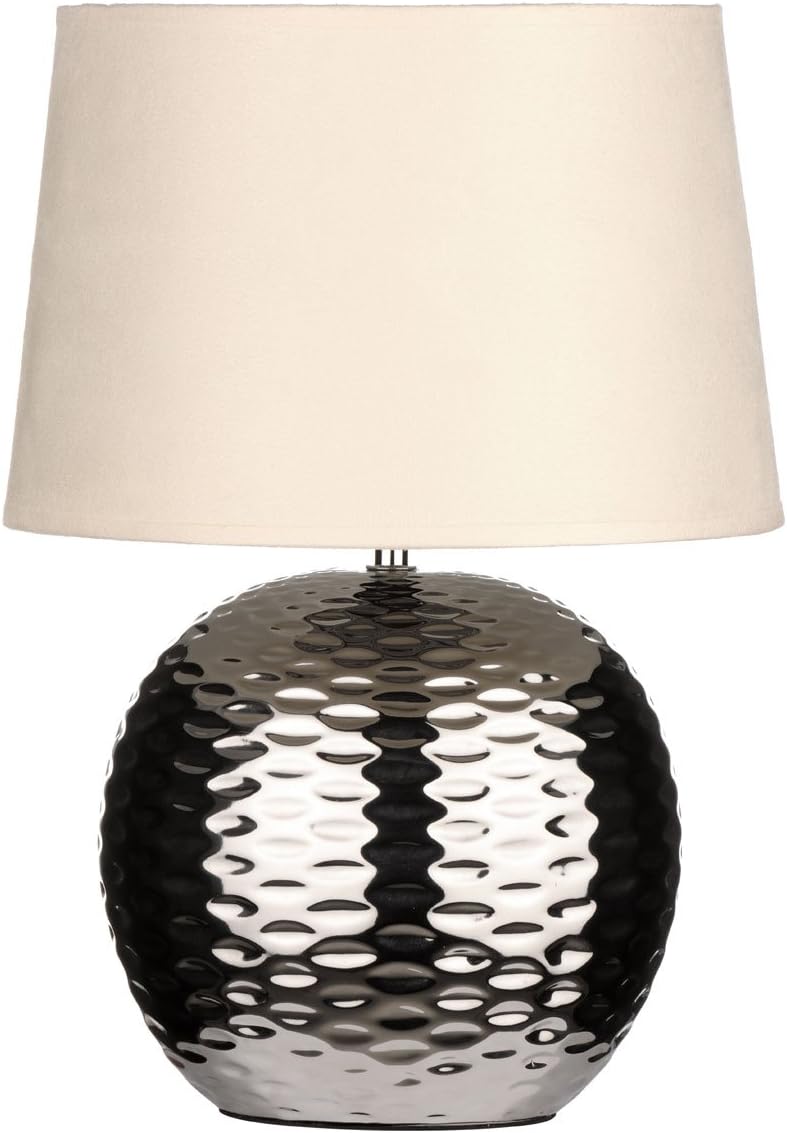 Dimple Effect Table Lamp With Chrome Base & Beige Fabric Shade Amazon