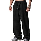 GORGLITTER Men's Baggy Sweatpants Drawstring Wide Leg Sweat Pants with Pockets