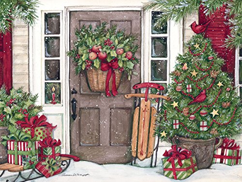 LANG - 500 Piece Puzzle -"Holiday Door", Artwork by Susan Winget - Linen Finish - 24' x 18' Completed