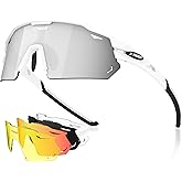 X-TIGER Polarized Cycling Glasses with 5 Interchangeable Lenses,MTB Biking Baseball Running Sports Sunglasses for Men Women