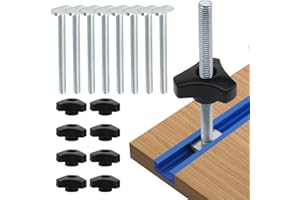 T Bolt and Nut Set M8 Woodworking Tool Jigs Screw Slot Fastener and Through Hole Nut Miter Track Bolts Jig with Thread (8 pcs