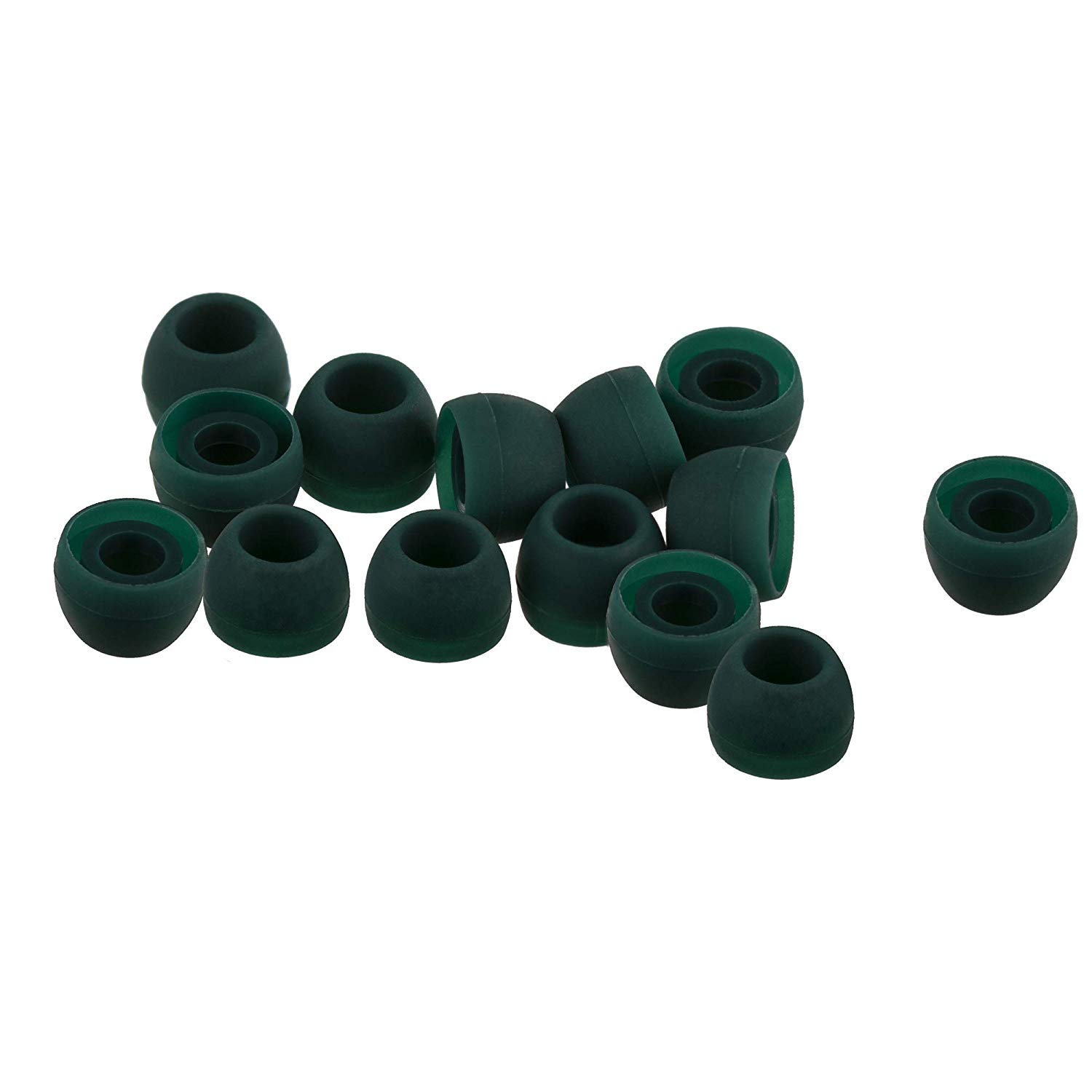 Xcessor 7 Pairs (Set of 14pcs) Silicone Replacement Eartips for Most In-Ear Headphones/Earbuds.Large Size(L) Forest Green