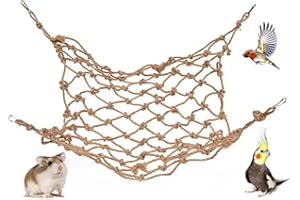 HKYLRAT Parrots Climbing Net, Bird Rope Net Pet Hanging Hammock Cage Accessories for Hamster, Mice, Parrot, Bird, Sugar Glide
