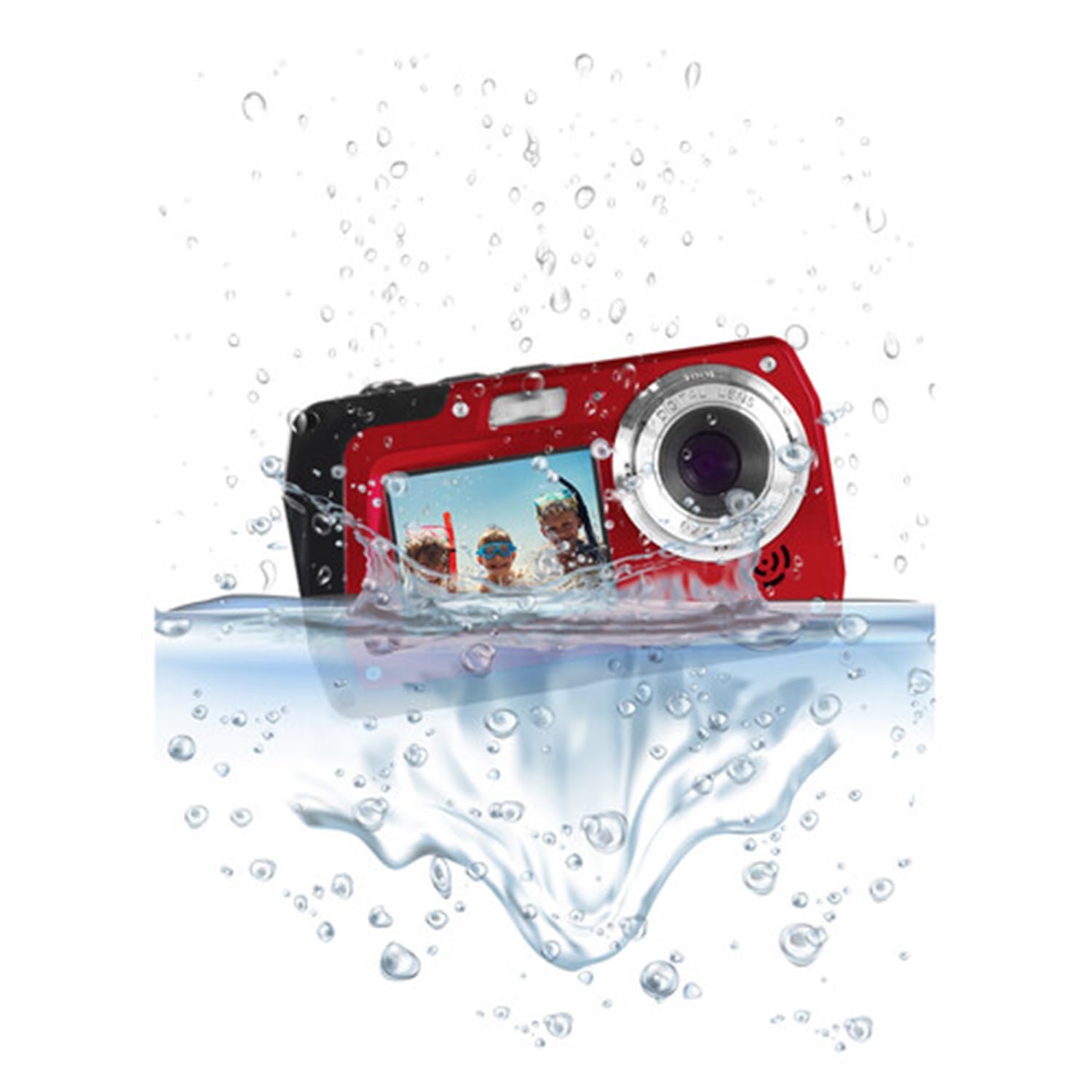 Minolta MN40WP 48MP Waterproof Digital Camera – Dual LCD Screens, 2.7K QHD Video, 16x Digital Zoom, Anti-Shake, Face Detection, 10ft Waterproof (Red)