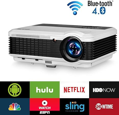 EUG 4600 Lumen Home Wireless Projector with WiFi Bluetooth HDMI 1080P Smart Video Projectors Airplay Android TV Proyector for TV Stick DVD Player USB ...
