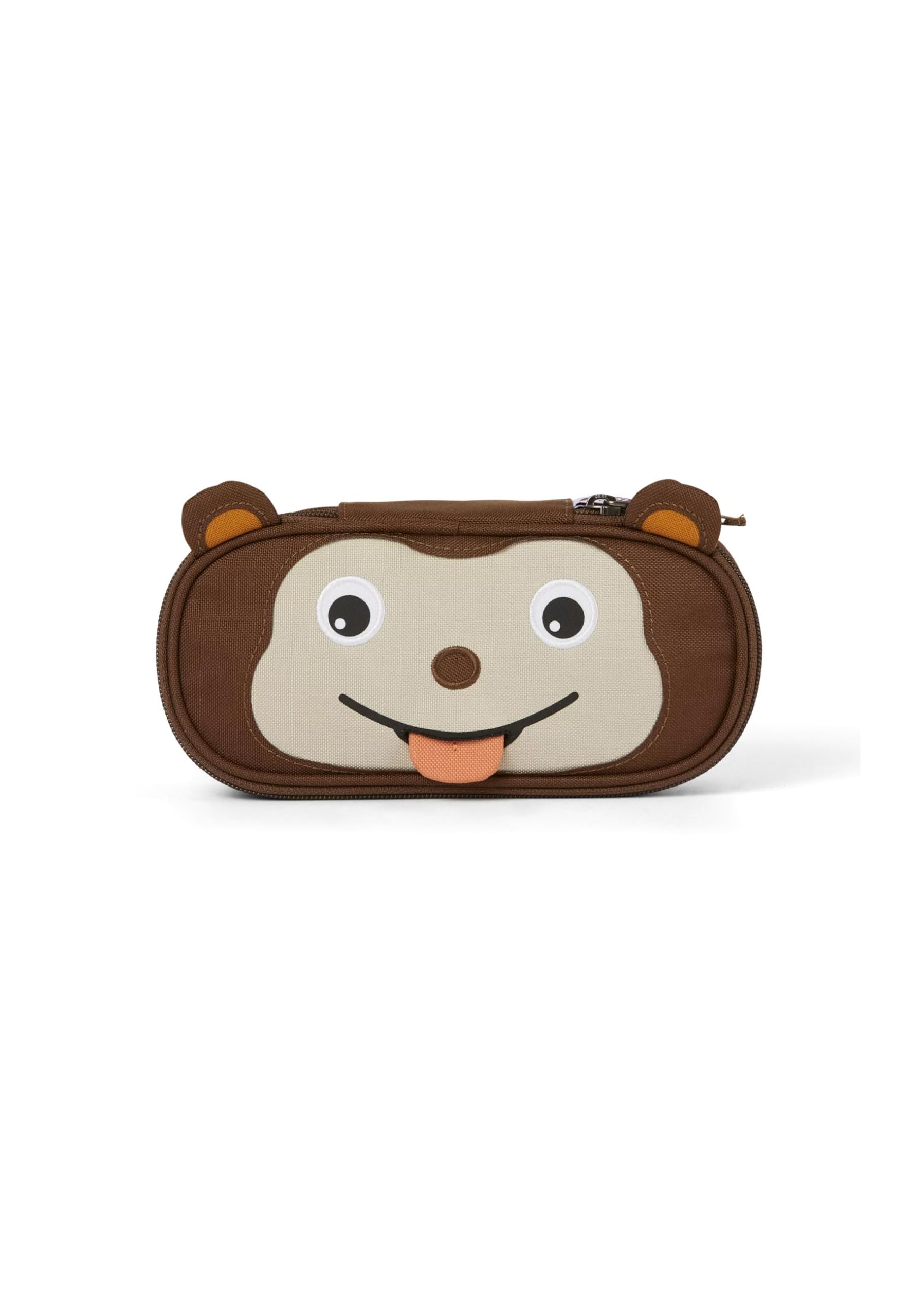 Affenzahn Children's Pencil Case with Animal Motif and Tongue, Monkey Tooth Brown, Standard Size, Modern