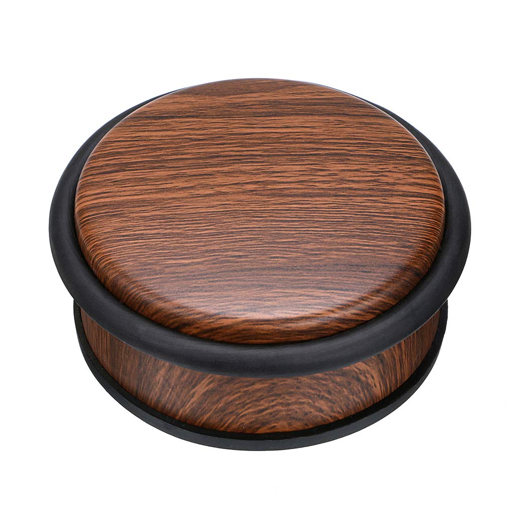 IGNPION Stainless Steel Door Stop Heavy Duty Metal Floor Door Stopper Bumper with Rubber Buffer Ring(Dia 9cm X 4.3cm)- No Fixing Design (Wood Grain)