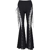 TSMNZMU Women Gothic Trousers Grunge Punk Low Waisted Pants Harujuku Sexy Hallow Bandage Pants Y2K Emo Wide Leg Trousers